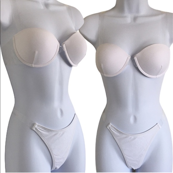 Fashion White Transparent Shoulder Straps Swim Set - Picture 3 of 8